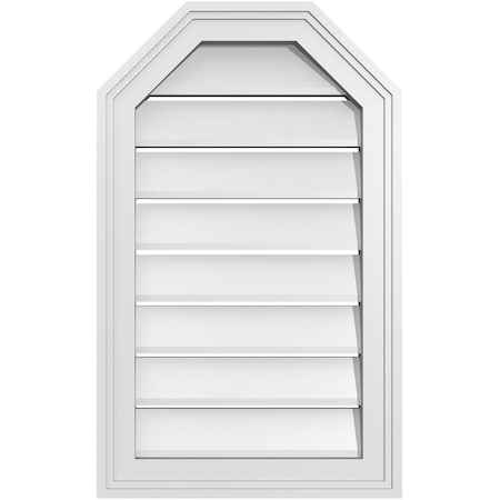 Ekena Millwork Octagonal Top Surface Mount PVC Gable Vent w/ 2"W x 1-1/2"P Brickmould Frame, 16"W x 26"H GVPOT16X2602SF